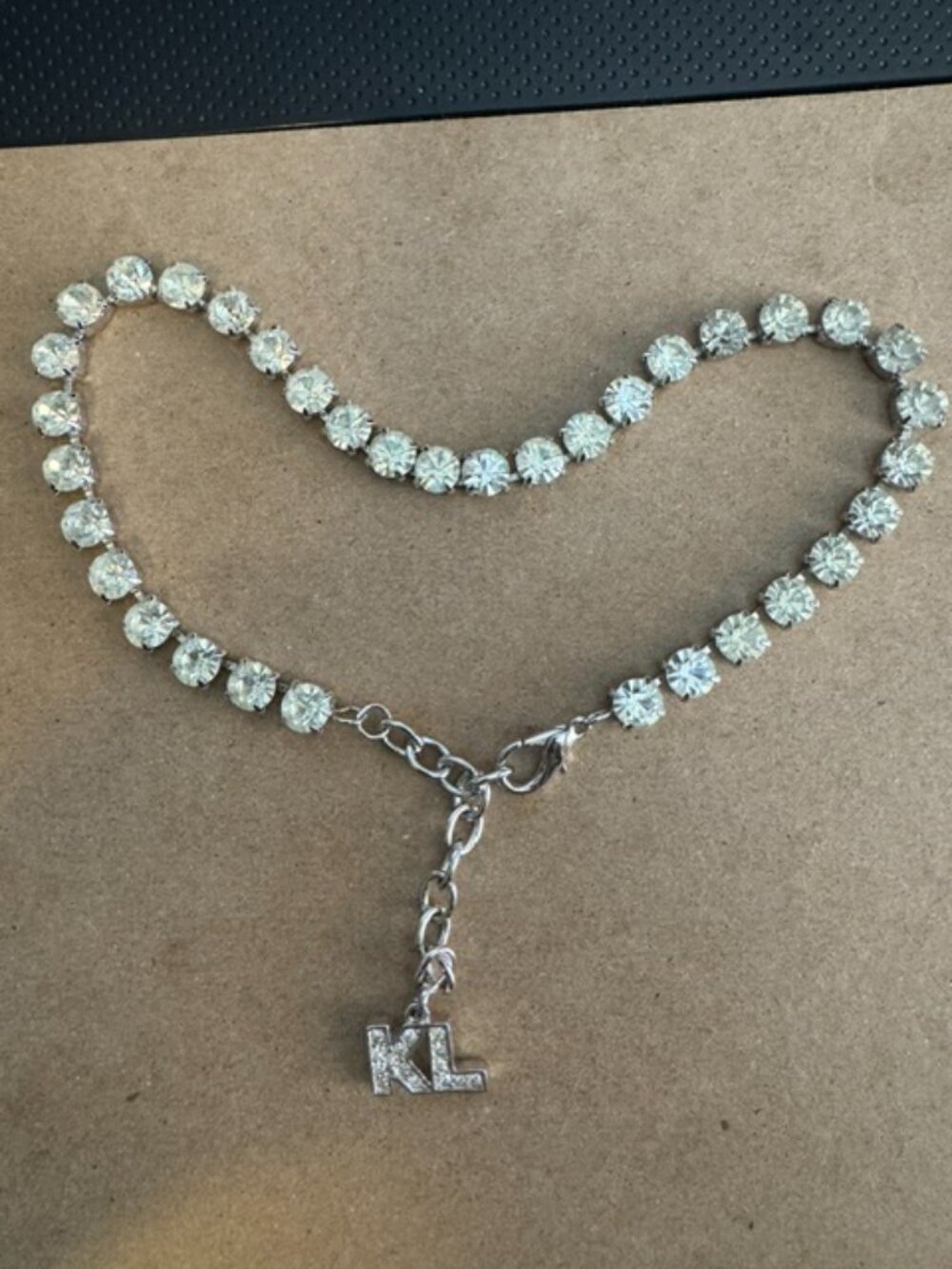 KARL LAGERFELD CRYSTAL ADJUSTABLE CHOKER NECKLACE